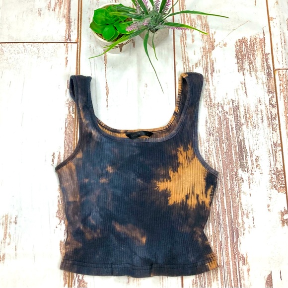 SHEIN Crop Top Ribbed Distressed Black Bleached Sz XS - Picture 1 of 9